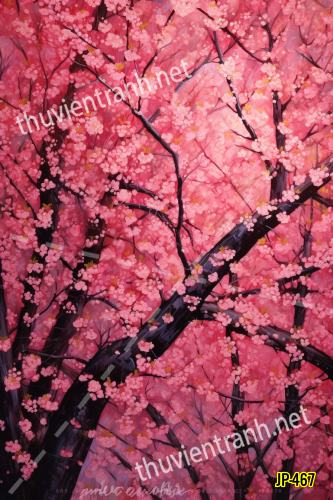 Tranh dán tường hoa anh đào-JP-467 - Tranh tường chất lượng cao